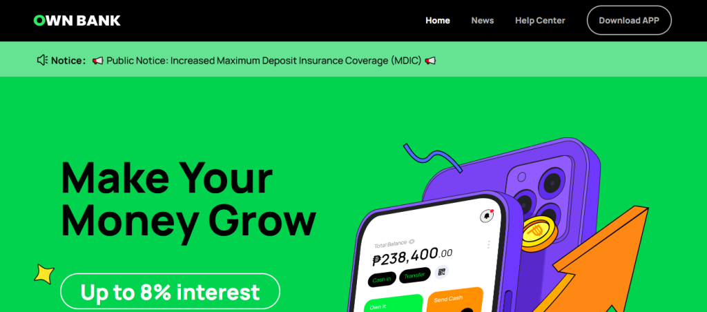 Ownbank digital bank in the philippines with high interest 2025