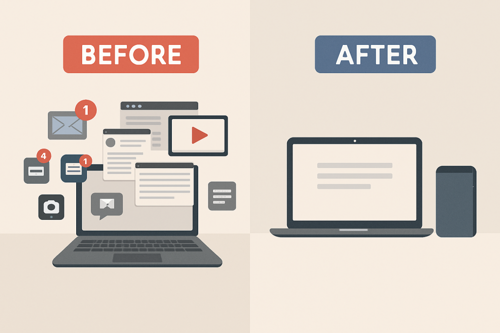 digital minimalism guide before and after