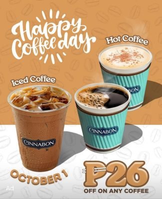 International Coffee Day Promo Philippines for Cinnabo philippines P26 off on coffee drinks